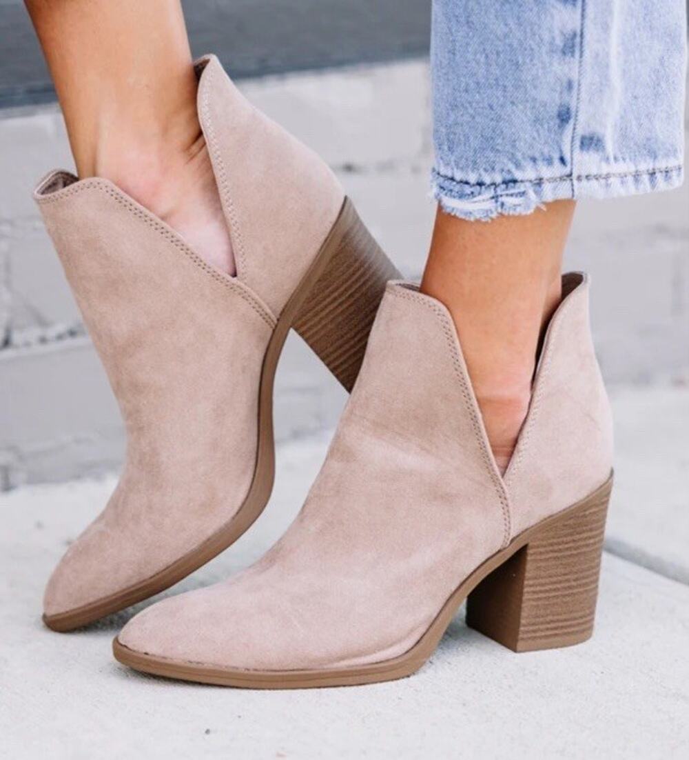 Jeffrey Campbell Orwell Side Slit Suede Ankle Boot Booties Womens 9 Blush Pink